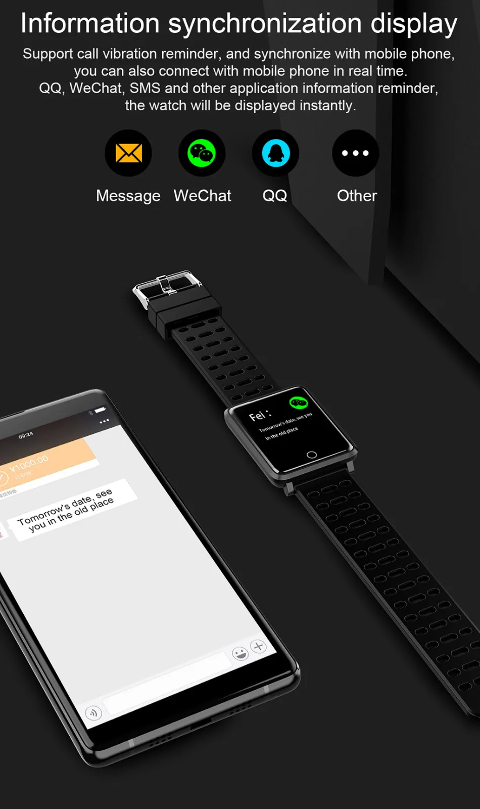 Смарт-часы с монитором сердечного ритма, браслет, браслет для iOS, Android, монитор, камера для Xiaomi, для Iphone, спорт, 5 цветов#20