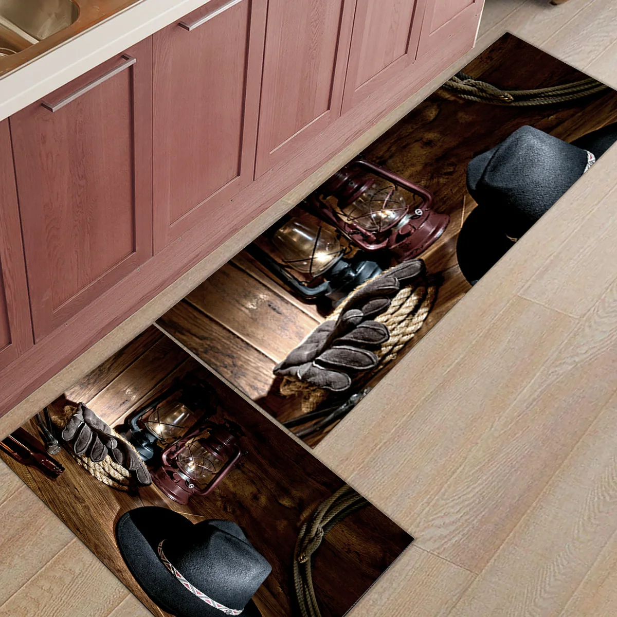 Современный Противоскользящий кухонный коврик в американском западном
