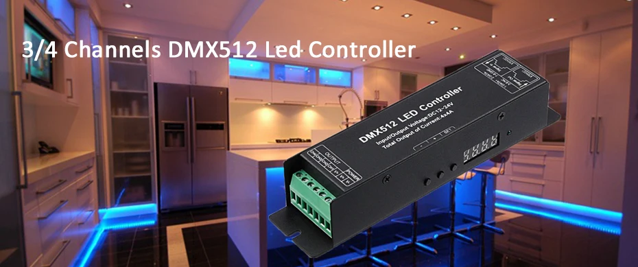 RGBW DMX512 декодер светодиодный контроллер 4CH DC12-24V RGB светодиодный декодер DMX 4 канала 4A Панели управления rgb для Светодиодные ленты светодиоидное освещение