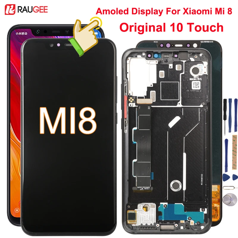 ЖК дисплей Super Amoled для Xiaomi MI8 MI 8 M1803E1A сенсорный экран 10 с дигитайзером сменный