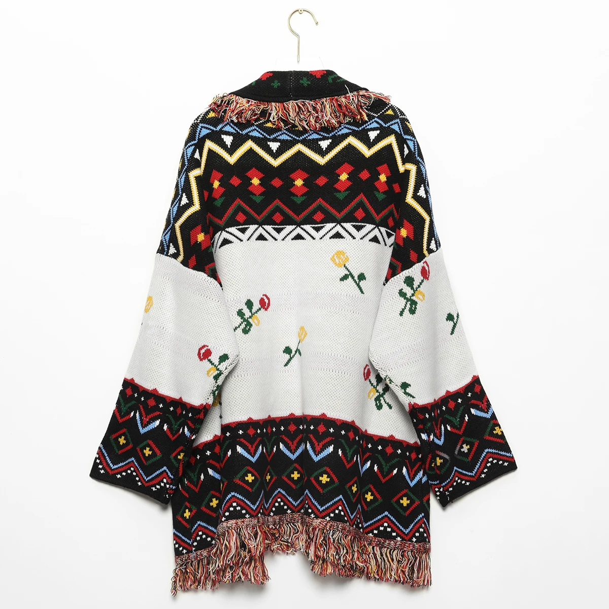 

Jastie Retro Jacquard Cashmere Cardigan Wool Tassel Women Sweater Coat High quality 2020 Winter Sweater Cardigan Jacket Overcoat