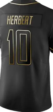 

BALIWEISA Justin Herbert Black Golden Jerseys T-shirt