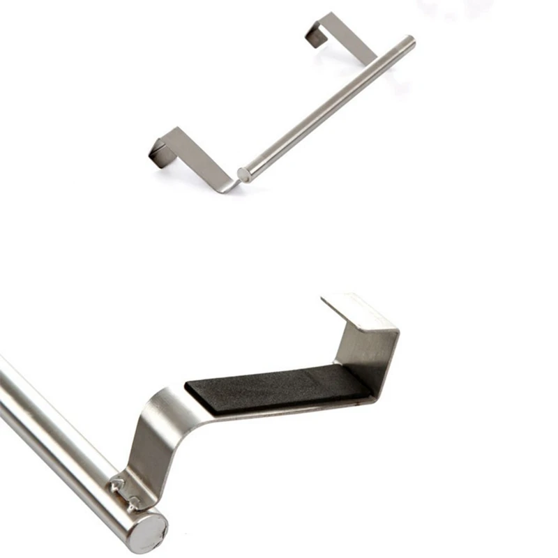 

Stainless Steel Towel Bar Holder Over the Kitchen Cabinet Cupboard Door Hanging Rack Silver