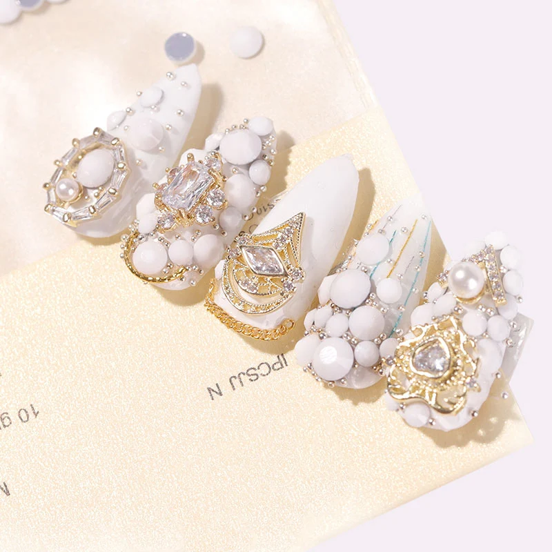 Украшение для ногтей однотонные белые стеклянные наклейки AB цветные украшения