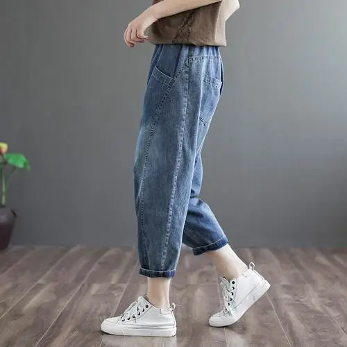 Новинка 2020 женские джинсы Свободные повседневные шаровары уличная одежда