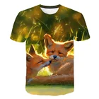 Футболка с 3D принтом для детей, уличная одежда с рисунком аниме лисы, Детская мультяшная футболка в стиле Харадзюку, Милая футболка с коротким рукавом для маленьких мальчиков, 2021