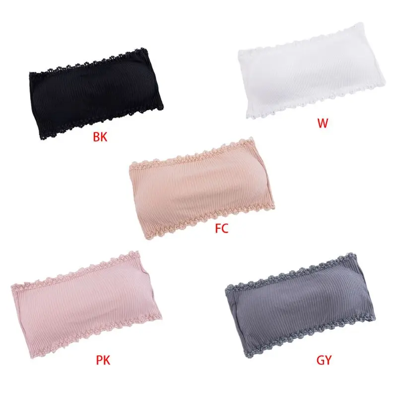 

Женский летний ребристый полосатый Бюстгальтер-бандо без бретелек с цветочным кружевом, однотонный бюстгальтер пуш-ап с регулируемыми крю...