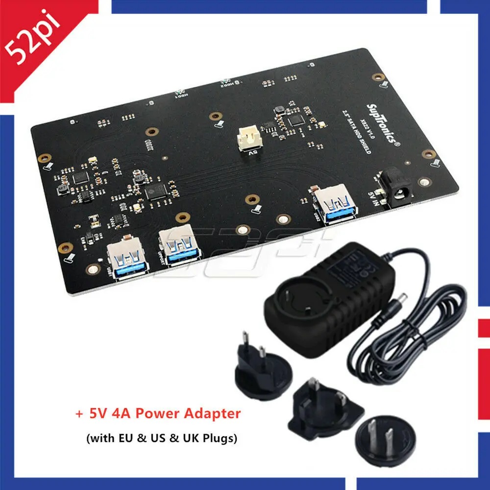 52Pi X822 Dual 2 5 &quotSATA HDD/SSD щит USB 3 0 Плата расширения адаптер питания для Raspberry Pi 1 Модель