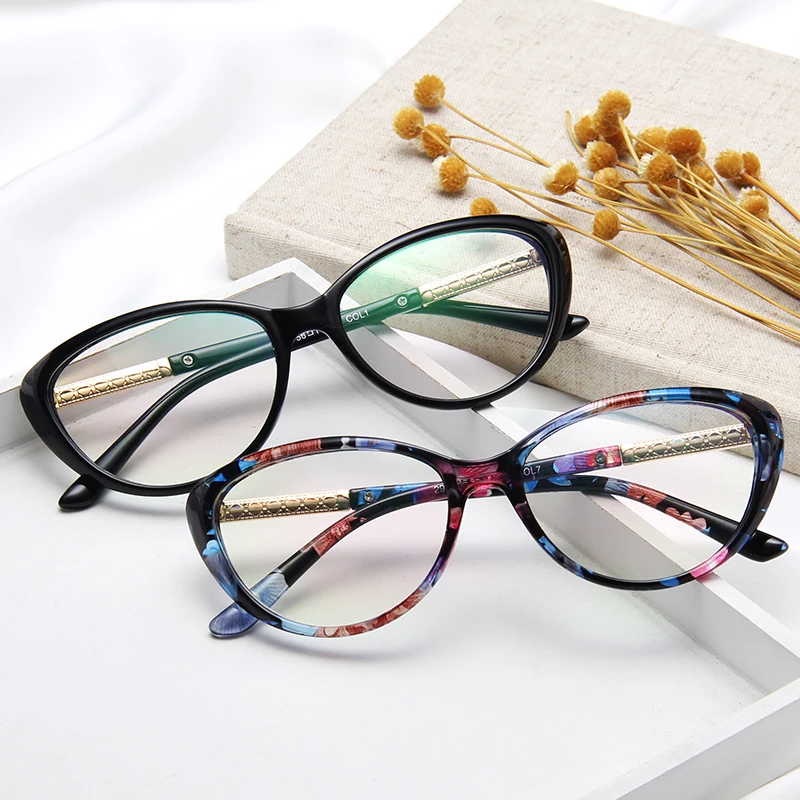 

2019 New Designer Woman Flower Optical Glasses Frame Vintage Floral Cat Eye Frame Clear lens Eyewear Black Red Eye Glasses