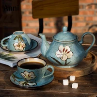 creativity hand painted coffee set european modern kiln change glaze flowers decorative ceramic tea cup afternoon tea tableware