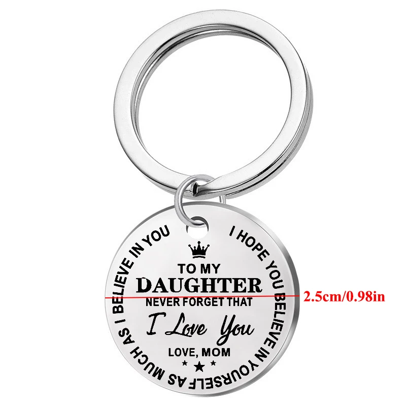 

Engraved Pendant Jewelry Gift Keyring To My Son Daughter Forever Creative Keychain Charm Trendy Stainless Steel Keychain