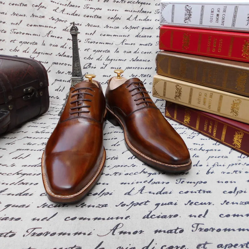 Goodyear/Цветные оксфорды из коровьей кожи с острым носком на шнуровке Однотонная