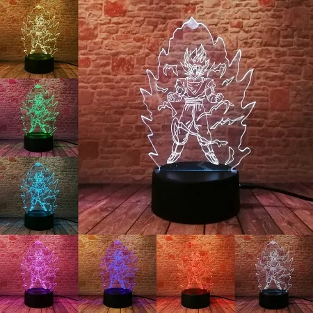 J VCity 3D ночник Dragon Ball серии Goku мультфильм рисунок Touch беспроводной USB лампа атмосферное освещение домашний магазин стол современный декор - Испускаемый цвет: J