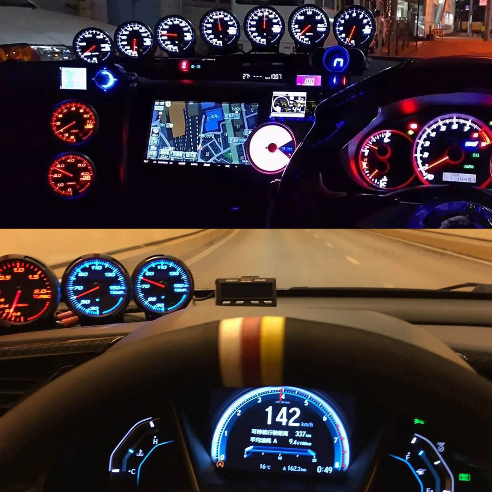 

7 Color Turbo Boost Gauge Car Multi LCD Digital Display Racing Meter GReddi Turbine Water Temp Oil temp Gauge 62mm 2.5 Inch