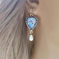 creative cute lavender turquoise and pearl drop womens earrings vintage gothic blue topaz jewelry factory wholesale party gift