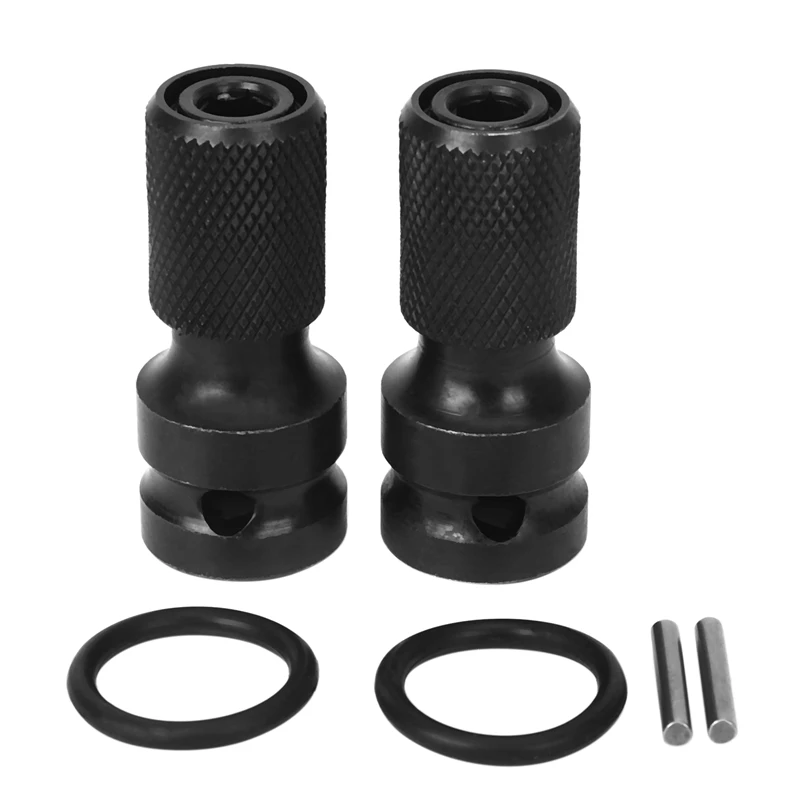 

2 Pack 1/2 Square Drive To 1/4 Hex Shank Socket Adapter Quick Release Chuck Converter For Impact Ratchet Wrench