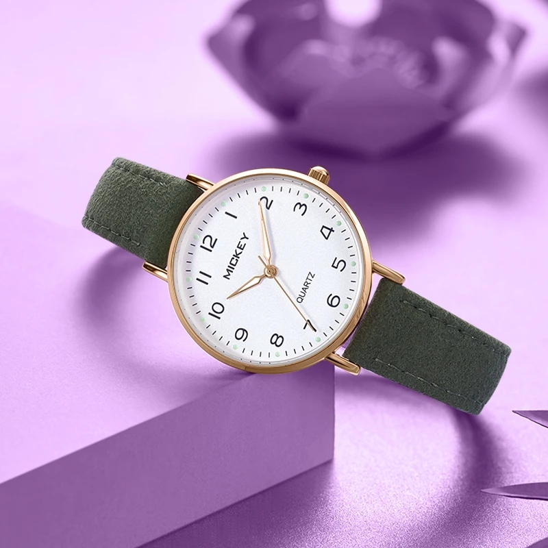 New Fashion Women Leather Strap Watches Youth Ladies Quartz Wristwatches Pink Girls Round Clock Waterproof Student Female Hour enlarge
