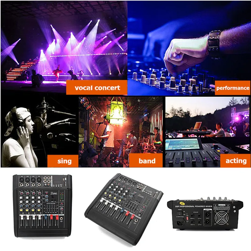 Профессиональный звуковой микшер с USB DJ микшерная консоль MP3 Jack 4 канала караоке