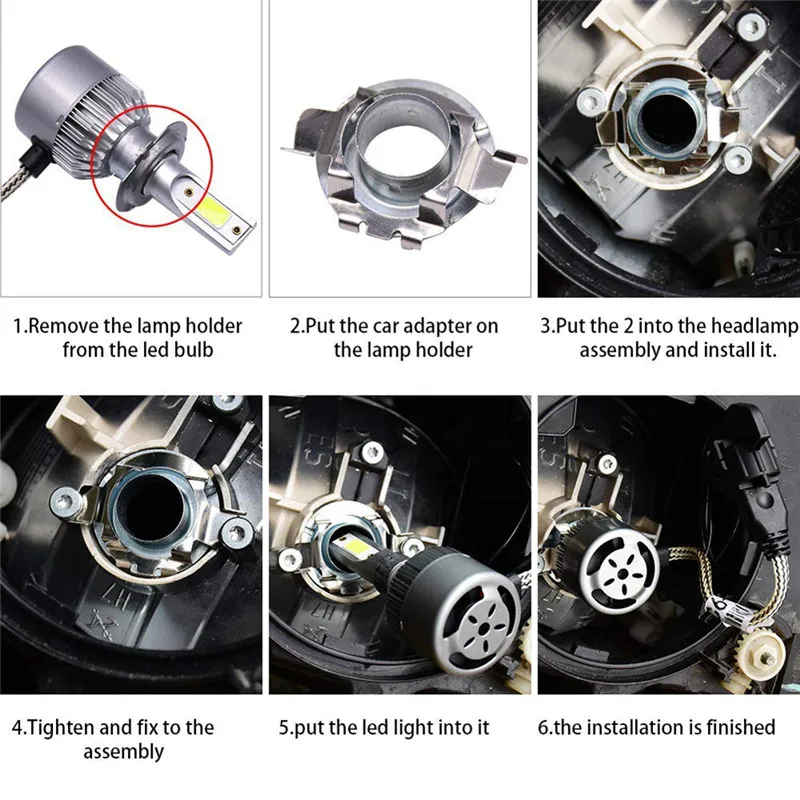 

2Pcs/Lot H7 LED Car Headlight Bulb Base Holder Adapter Socket For Mercedes-Benz Audi Auto Headlamp Mount Stand#292695