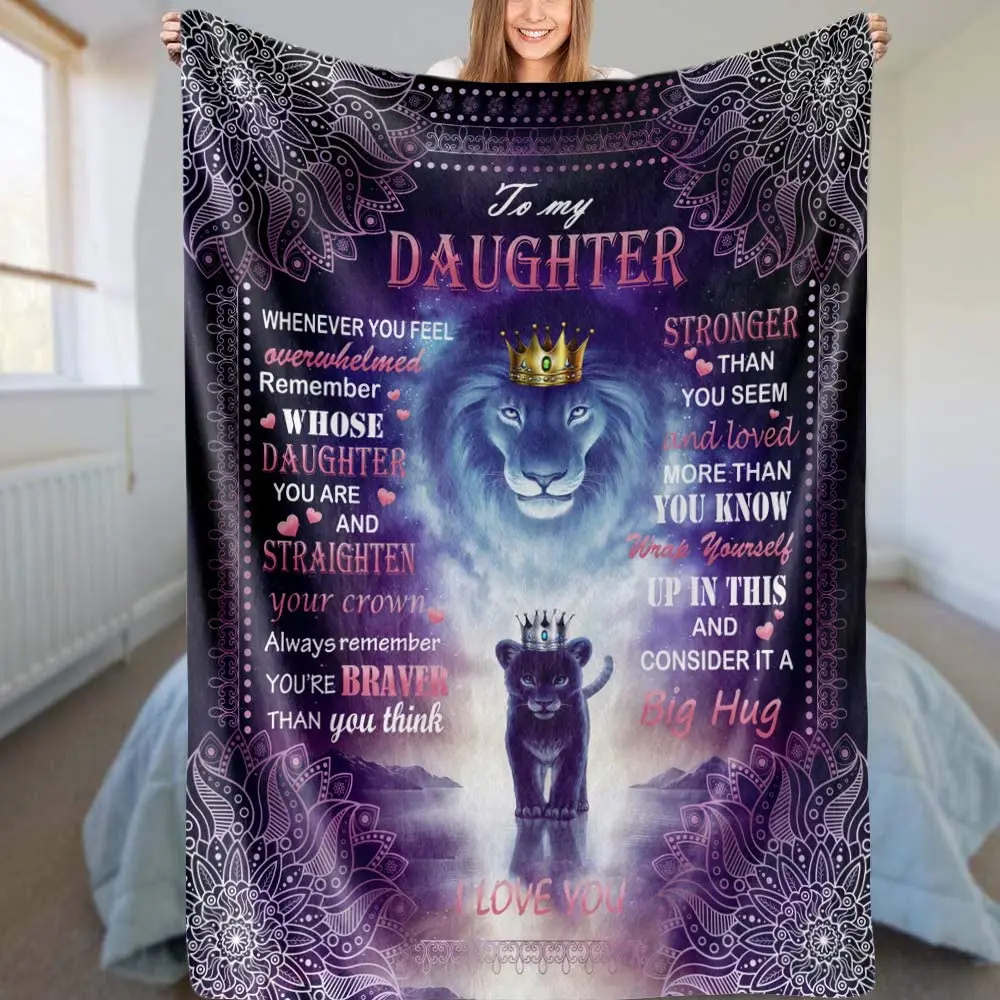 

Gifts for Daughter From Mom Dad Blanket Birthday Gifts To My Daughter Lion Crown Blanket Valentine Christmas for Her Mant