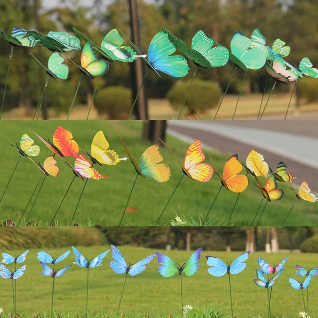 Упаковка 12 шт водонепроницаемые бабочки колыбели декоративные колья для сада