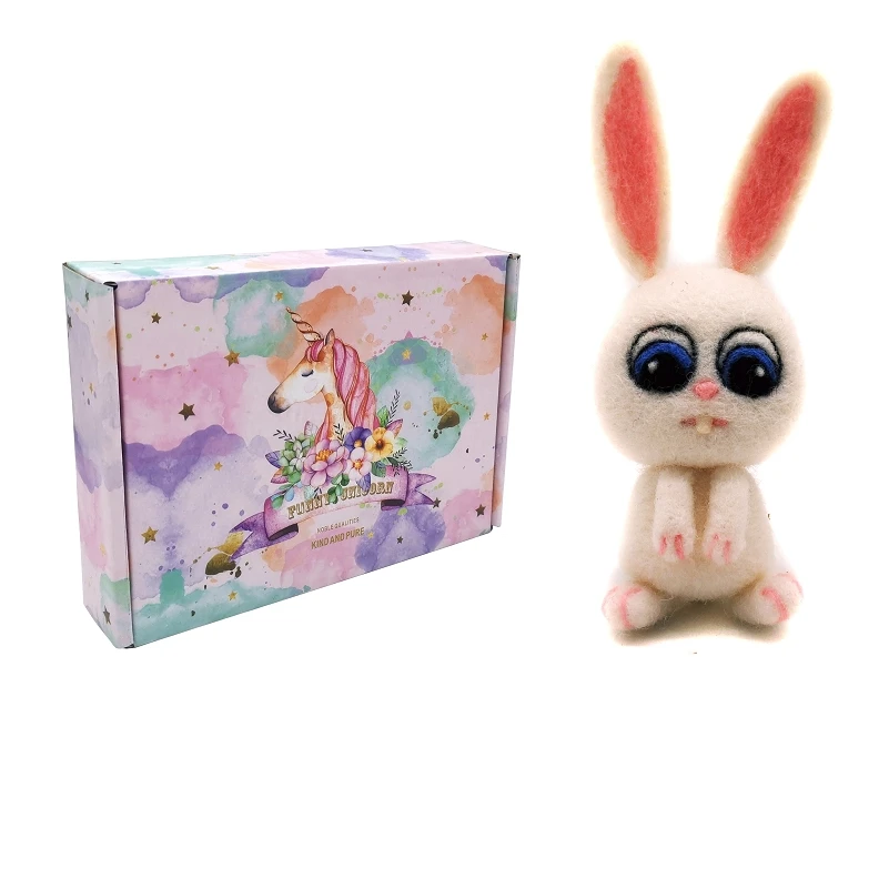 

Needle Felting Kit Rabbit for Beginner, Felting Needles, Finger Guards, Felting Mat, DIY Felting Craft Set with Gift Box (8.5cm)
