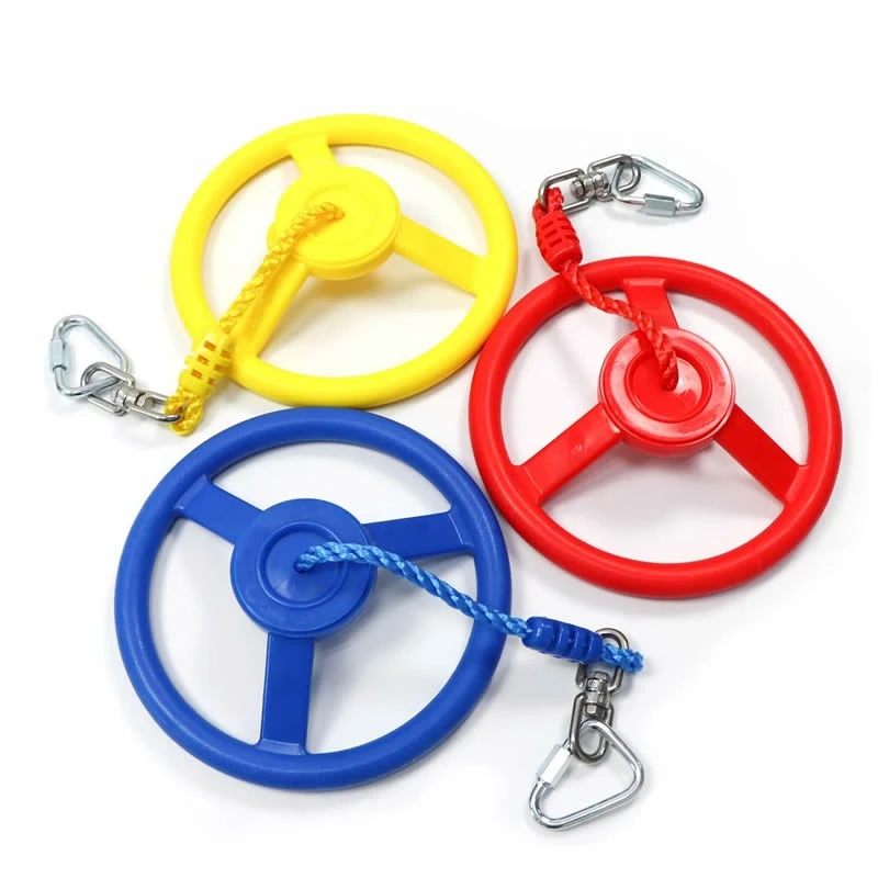 

Kids Ninja Wheel with Safety Carabiner Bar Obstacle Attachment for Outdoor Backyard Training Equipment and Swing