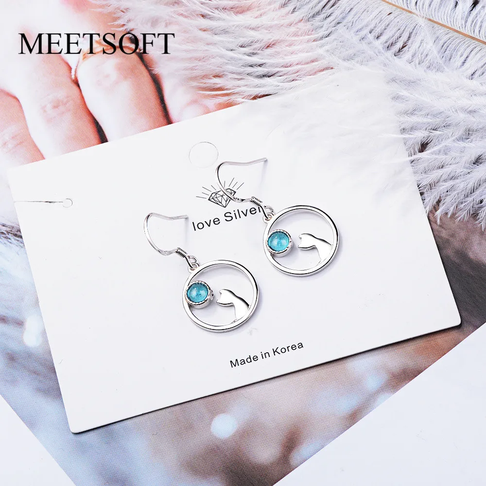 MEETSOFT серебро 925 пробы гипоаллергенные серьги-капли для женщин модный дизайн