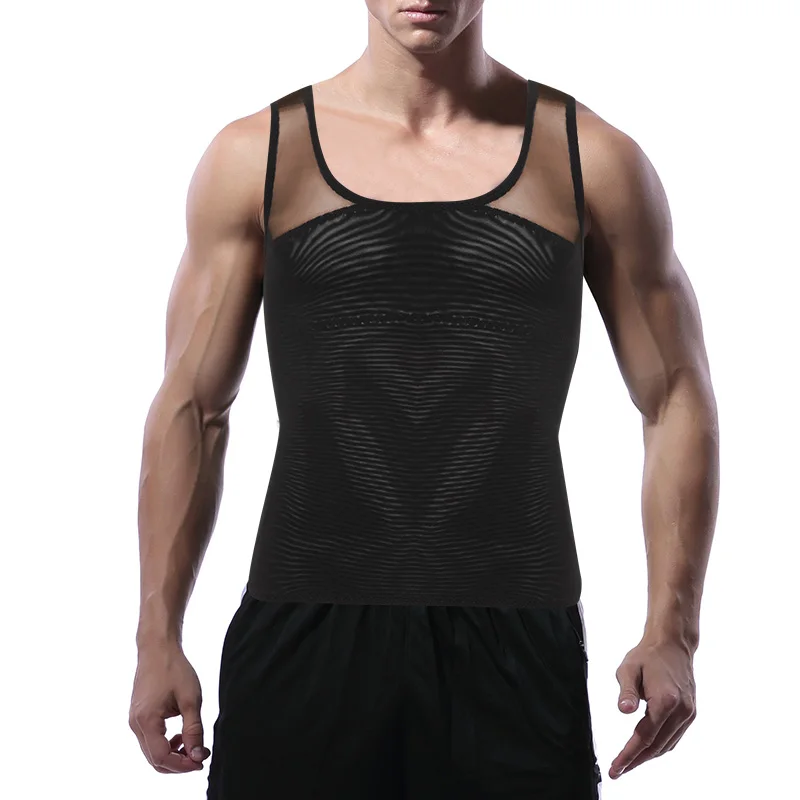 Мужской утягивающий корсет для талии жилет груди компрессионная рубашка из АБС