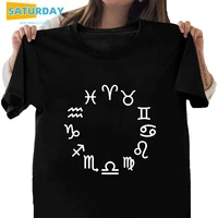 women twelve constellations zodiac sign 100 cotton tshirt girl short sleeve t shirt soft breathable tshirtdrop ship