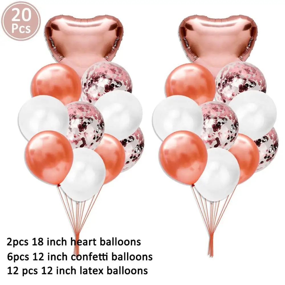 20pcs rose gold Lincaier цифры 25 воздушные шары украшения для дня рождения 25 лет 25 принадлежности для дня рождения шар розовое золото розовый черный серебряный - Цвет: 20pcs rose gold
