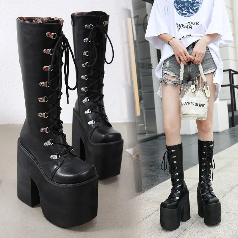 

new nightclub stage show high muffin thick bottom thick heel high boots