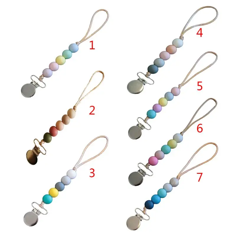 

new Baby Boys Girls Pacifier Chain Silicone Bead Teething Emboss Toy Infants Soother 19QF