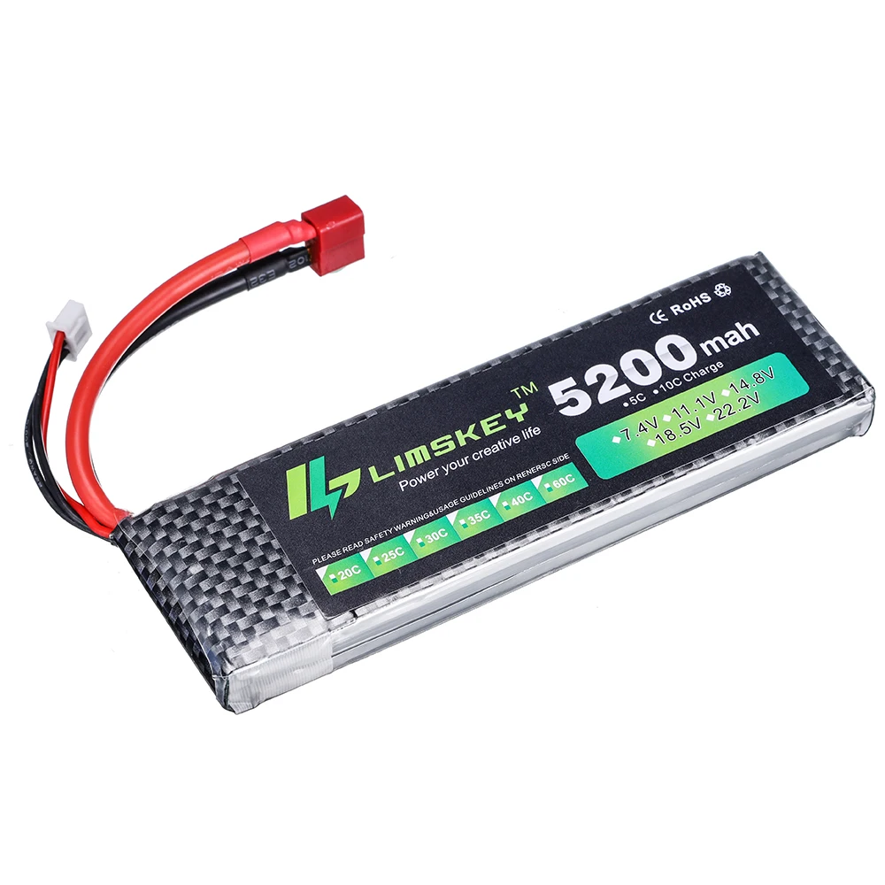 2 шт limskey power 74 в 5200 мач lipo battery 30c 2s battery 2s lipo 74 в 5200 мач 30c 2s 1p