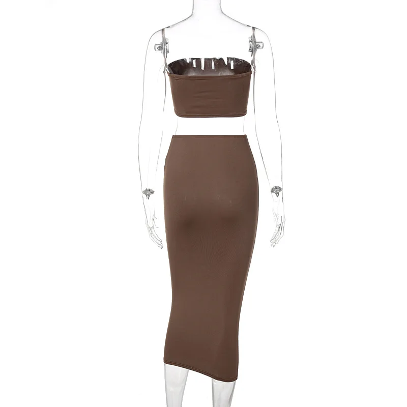 

NOREINE Sexy Bodycon Dress Tube Top and Skirt Sets Woman Off Shoulder Sheath Summer Party Women Dress Two Pieces