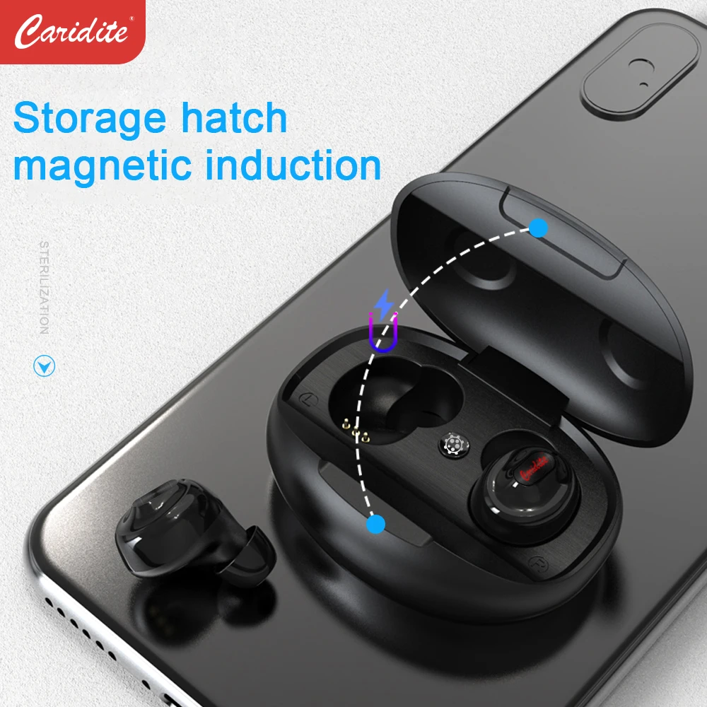 

Caridite Bluetooth Wireless Headphones with Mic Sports TWS Bluetooth Earphones Touch Control Wireless Headsets Earbuds Phone