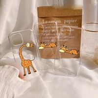 cute cartoon animal giraffe clear case for coque iphone 7 8 plus se 2020 12 13 mini 11 pro max cover for iphone x xr xs max case