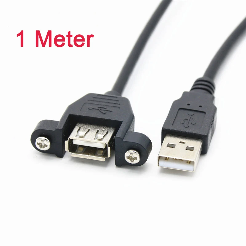 

Male To A Female Extension Cable USB Panel Mount Screw Lock USB 2.0 A with M3 Screws 100CM