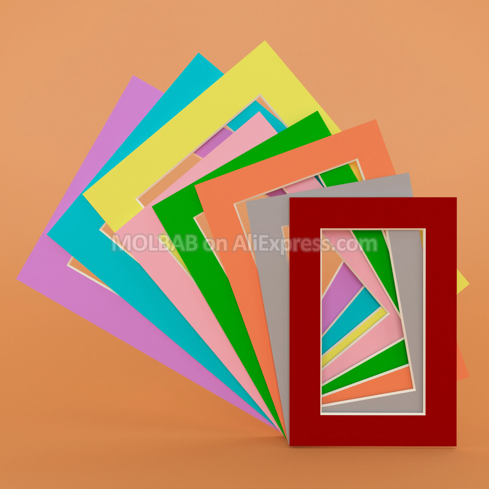 6/7/8inch Photo Mats DarkRed/Gray/Orange/Green/Pink/Yellow/Blue/Purple Paperboard Mount For Picture Frame Passe-Partout 6PCS/Lot