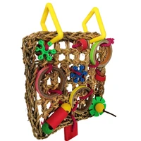 swing play ladder chew foraging colorful funny parrot toy bird crawling net parrot toy woven seaweed bite hanging twine