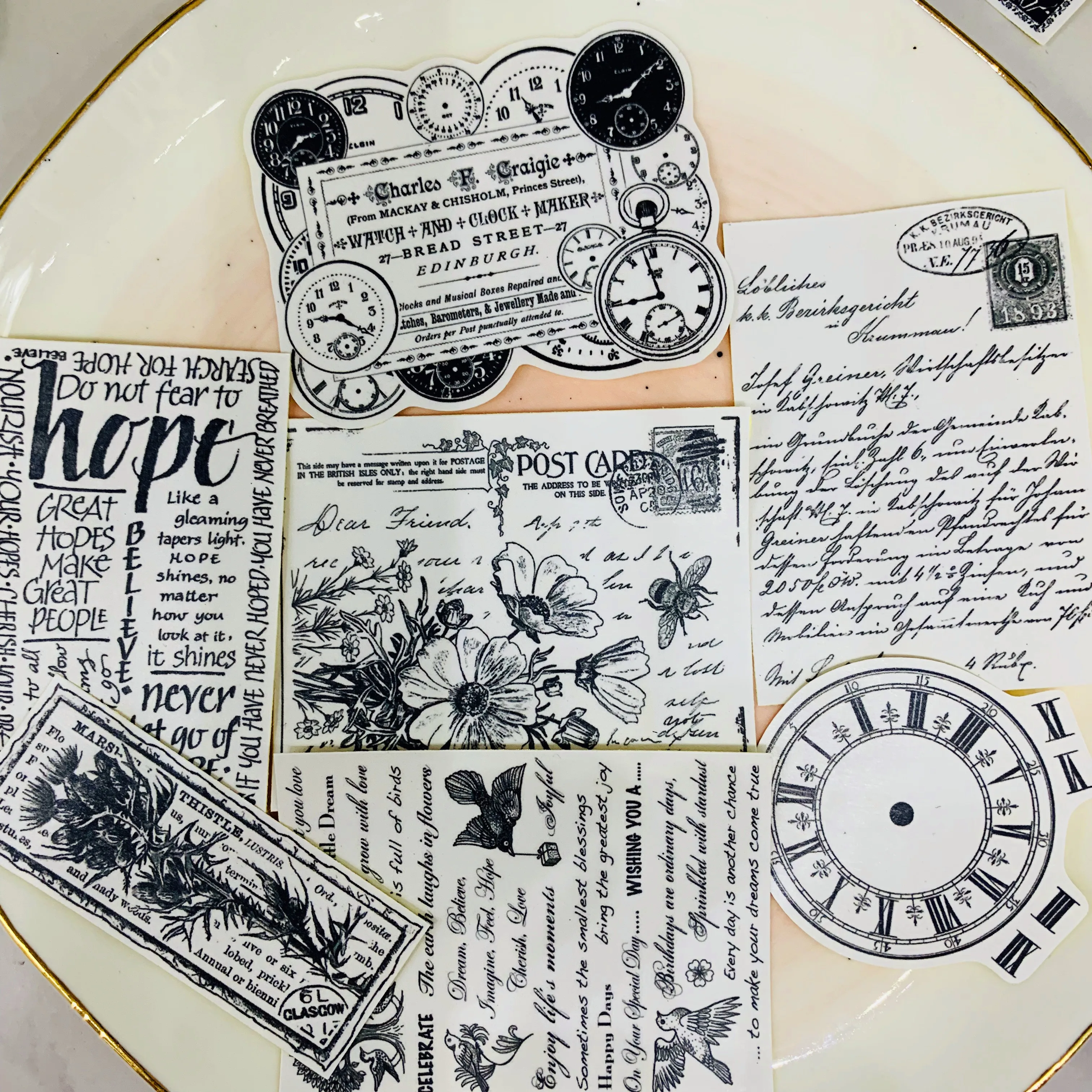 

14Pcs/Bag Vintage Black White Letters Animals Sticker DIY Scrapbooking Album Junk Journal Planner Decorative Stickers