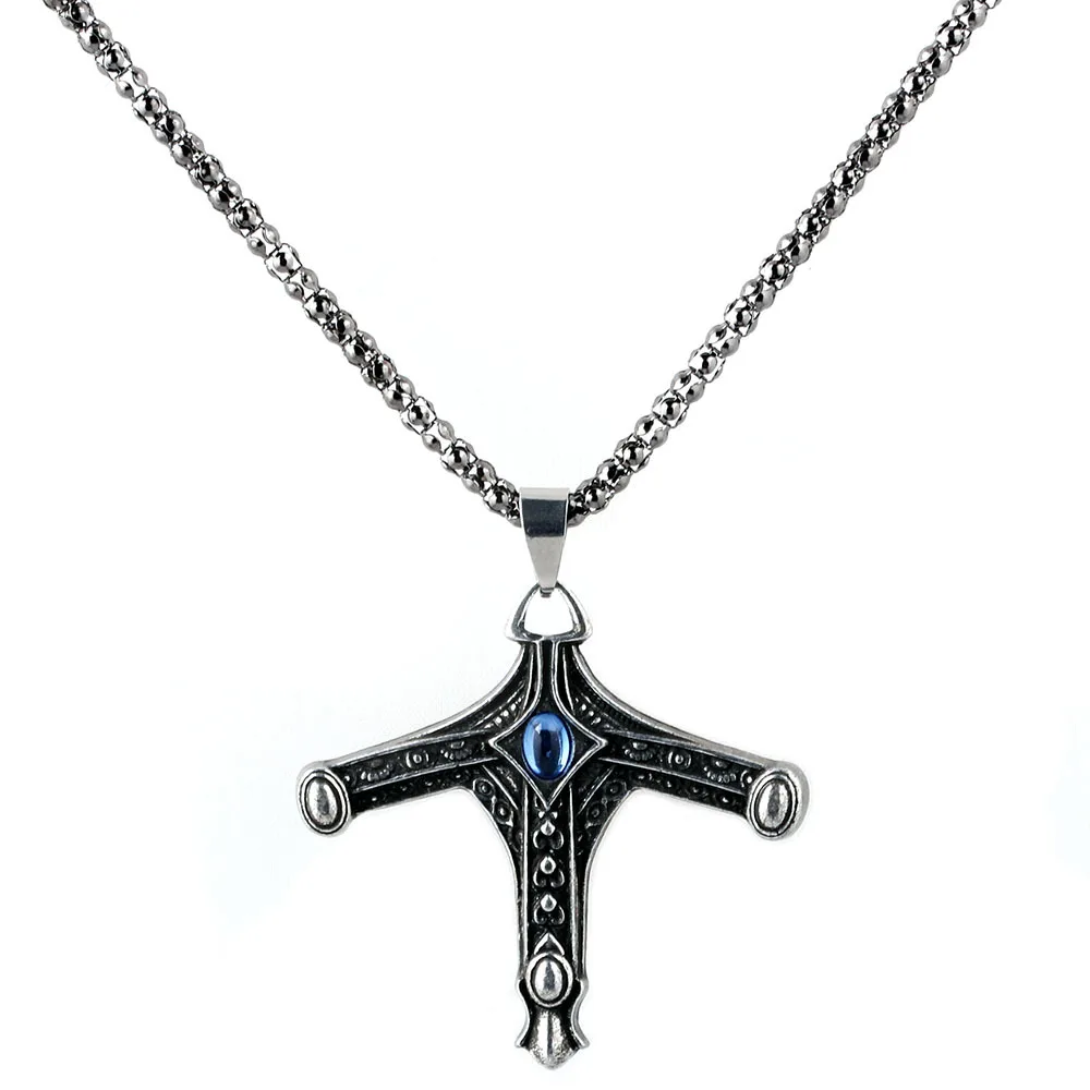 

Game Theme Jewelry Antique Silver Pendant Necklace Personal Badges Sword Hunter Cross Medal Fashion Jewellery For Women Men
