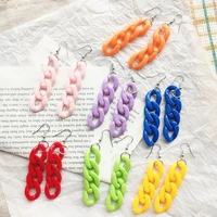 statement colorful acrylic link chain dangle earrings for women resin long chains drop earring pendientes fashion party jewelry