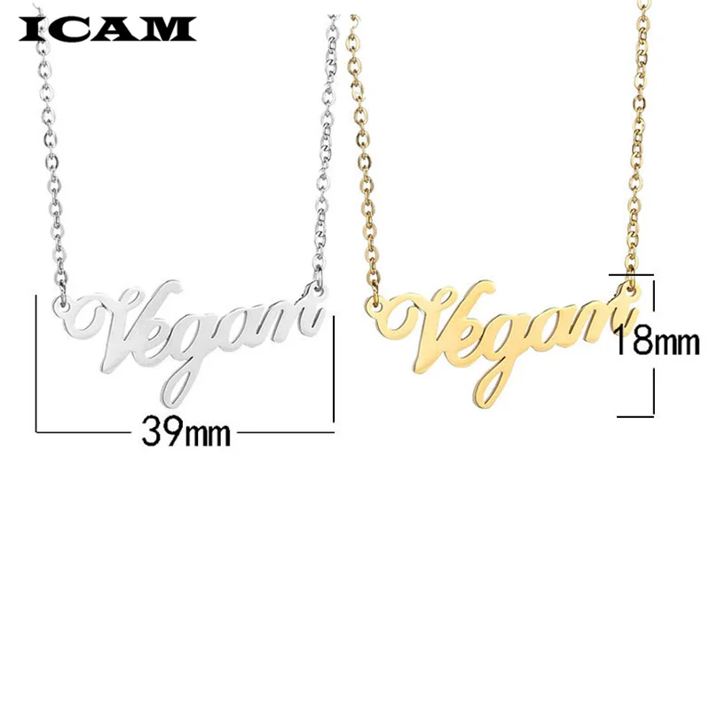 ICAM Vegan Jewelry Vegetarian Symbol Silver Plated Letters Necklace Lifestyle Gift for women | Украшения и аксессуары