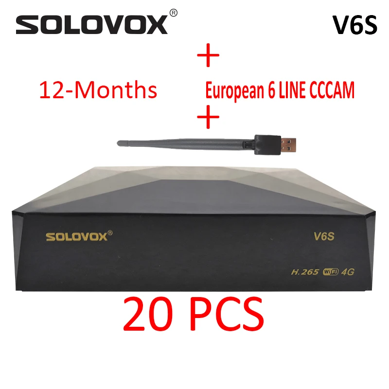 V6S20USBWIFICCCAM Solovox 20 шт. V6S DVB-S/S2 спутниковый ресивер Поддержка CCCAM M3U Xtream Stalker, Mars tv Pro, евро 6 линейный сервер, Франция Великобритания Live - Цвет: V6S20USBWIFICCCAM