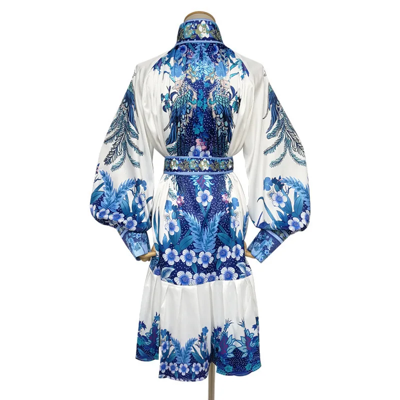 

BGW HT4119 High Neck Floral Print Cocktail Dresses Long Sleeves With Sashes Two Colors Vestidos De Coctel Largo 2020