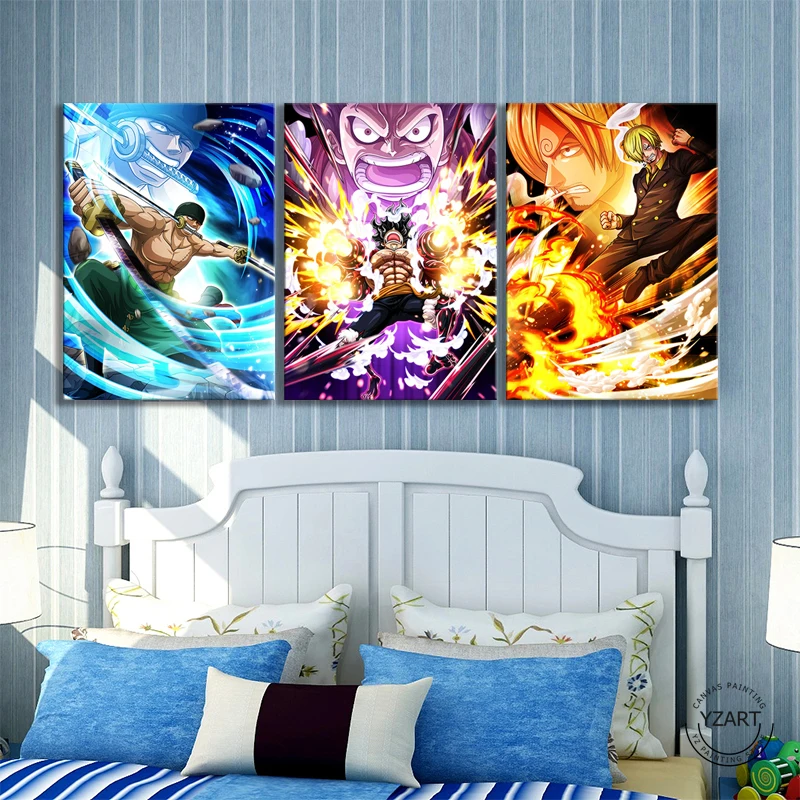 HD Canvas Print ONE PIECE Anime Poster Sanji/zoro/sanji One Piece Straw Hat Pirate Picture Artwork Paintings Wall Art | Дом и сад