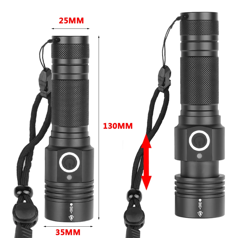 Litwod Z90 xhp50 светодиодный фонарик зарядка через usb растягивающийся зум ударопрочный