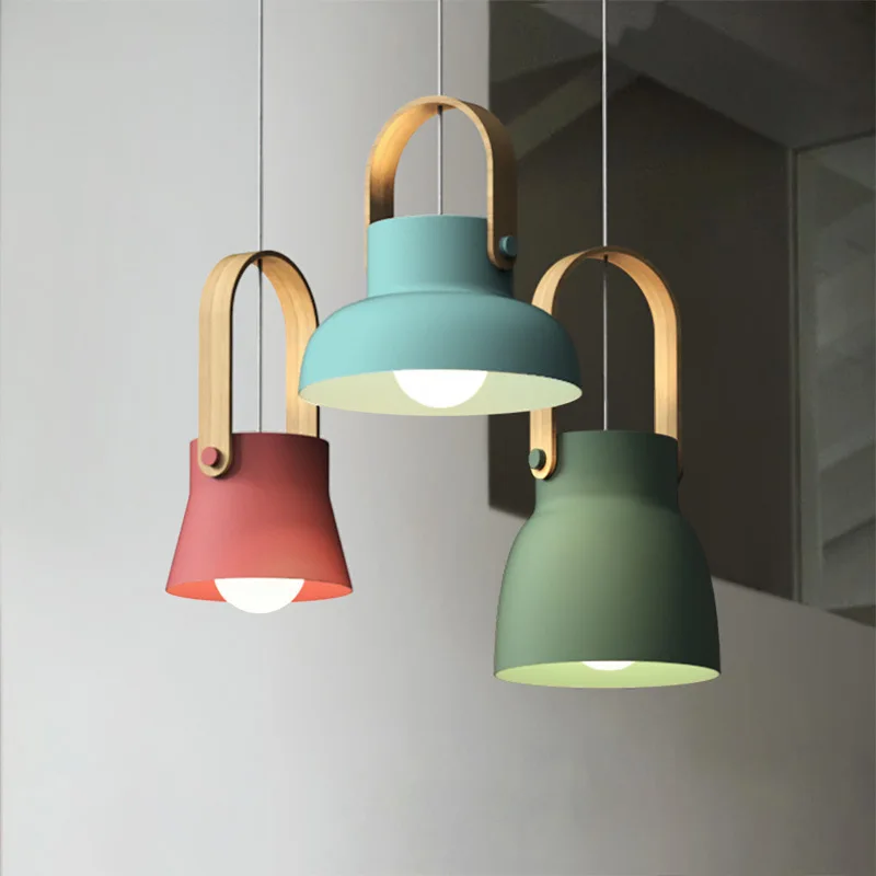 

Скандинавские светодиодсветодиодный железные подвесные светильники макарон, креативные лампы для спальни, ресторана, комнатное освещение для столовой