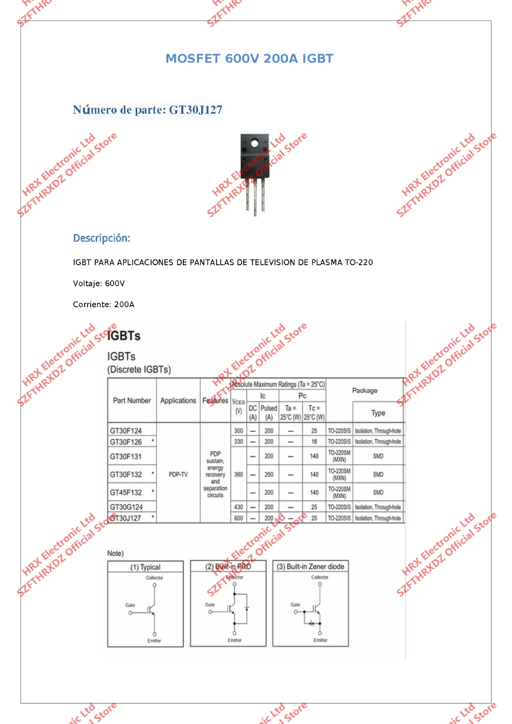 GT30J127 TO-220F 30J127 TO220F MOSFET 600V 200A IGBT 50 шт/трубка(50 шт